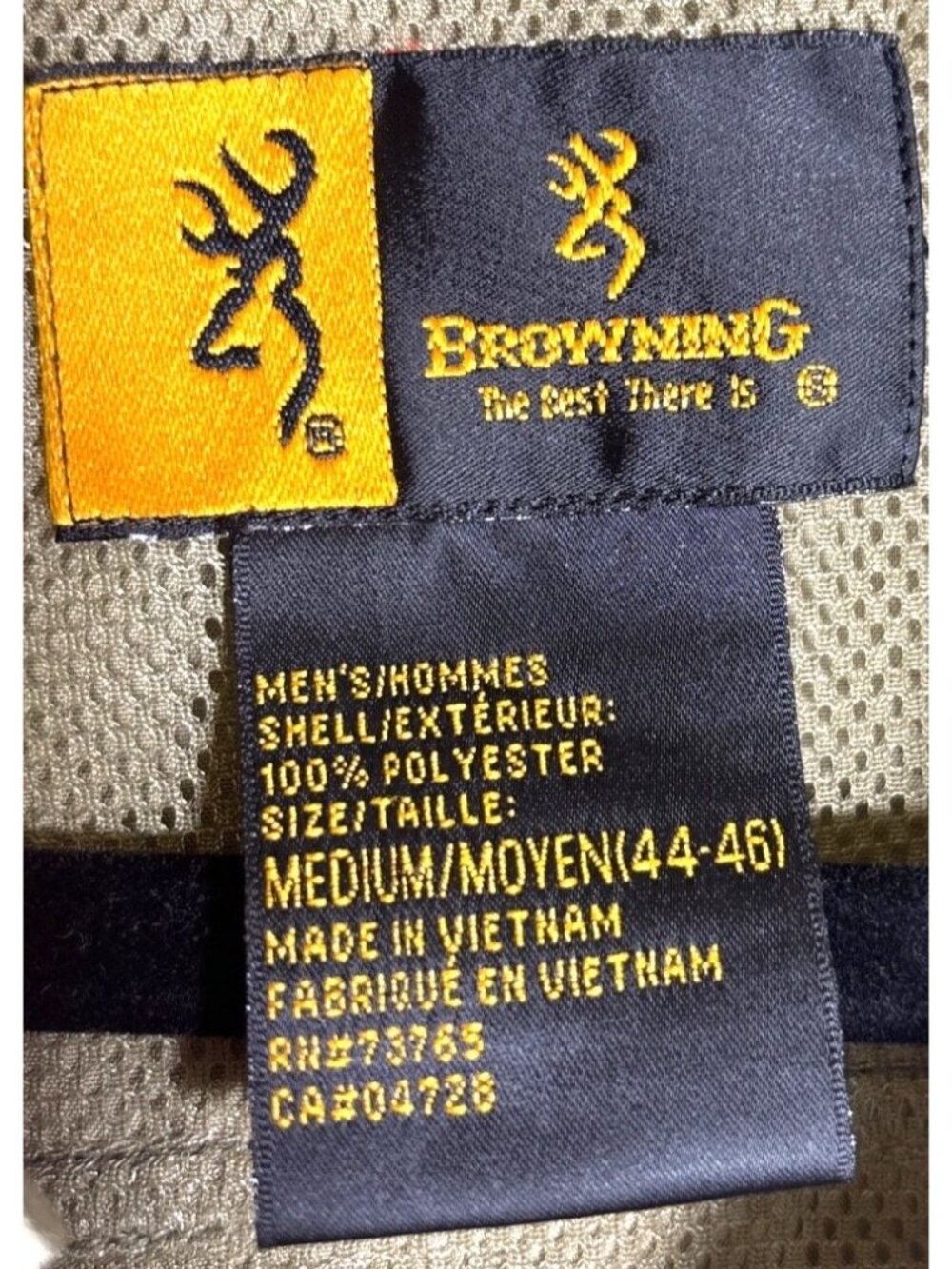 Browning Mens Hunting Shirt Medium Olive & Blaze Orange Quilted Overlay Polyeste - Picture 2 of 8